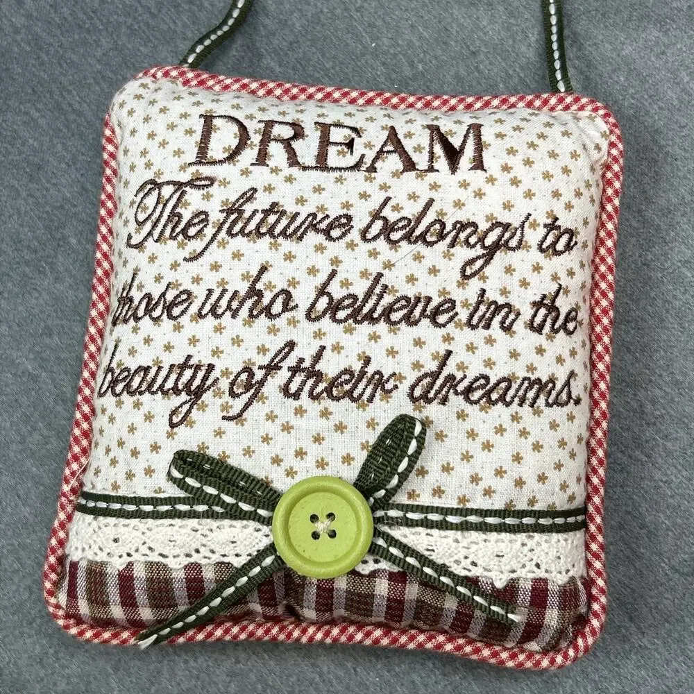 Dream Quote Future Belongs Pillow Primitive Gingham Plaid Decorative Accent 5